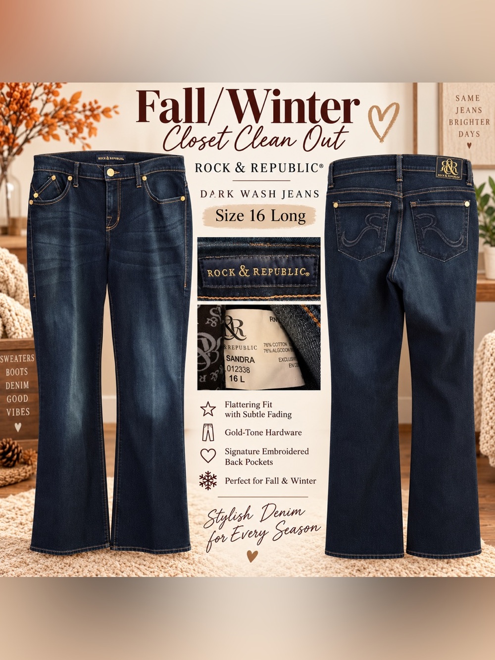 Rock & Republic Dark Blue Flare Jeans
